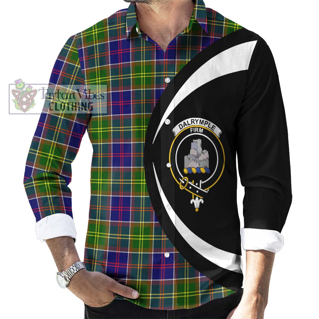 Tartan Vibes Clothing Dalrymple Tartan Long Sleeve Button Up with Family Crest Circle Style