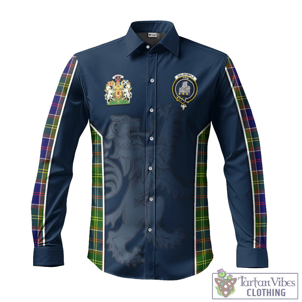 Tartan Vibes Clothing Dalrymple Tartan Long Sleeve Button Up Shirt with Family Crest and Lion Rampant Vibes Sport Style