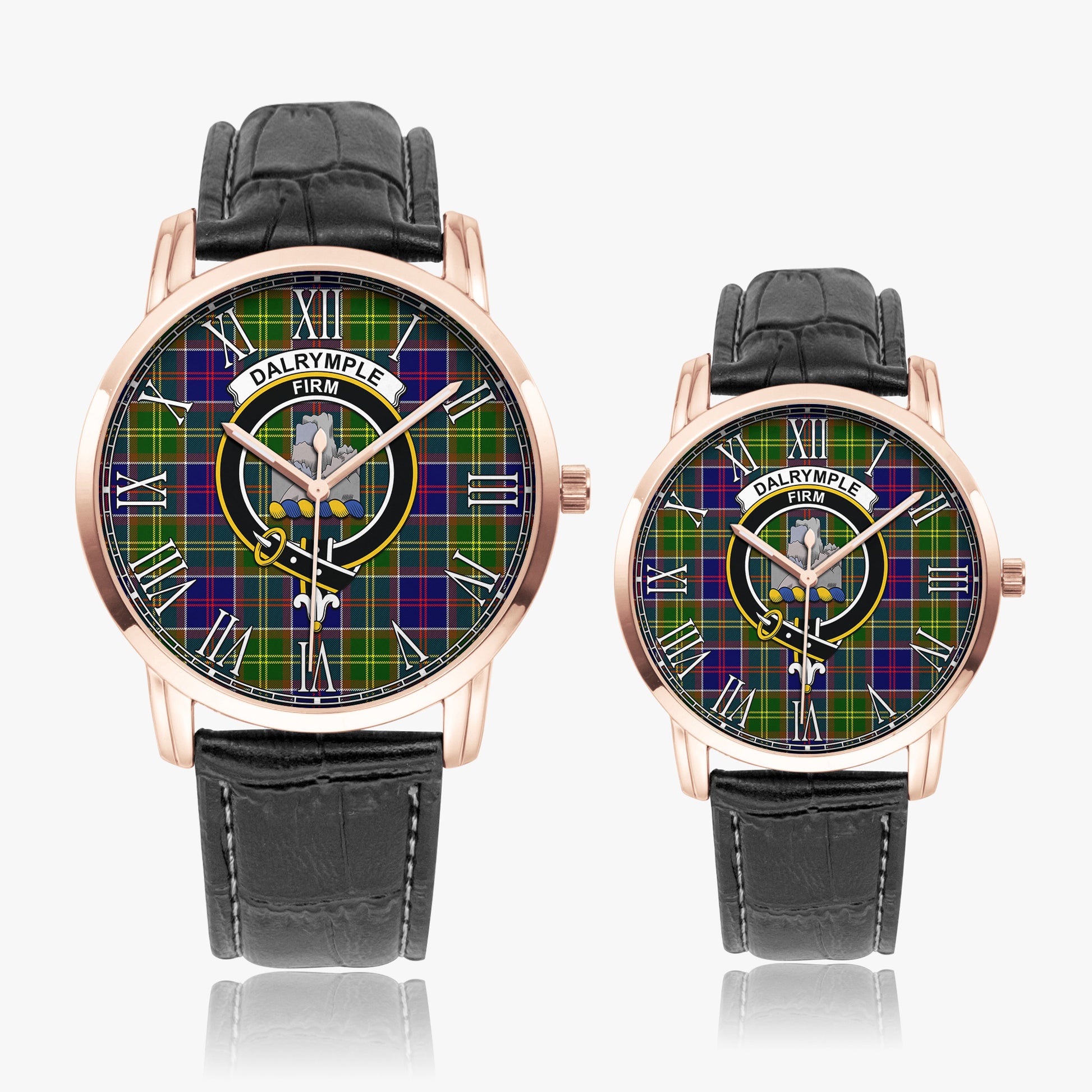 Dalrymple Tartan Family Crest Leather Strap Quartz Watch - Tartanvibesclothing