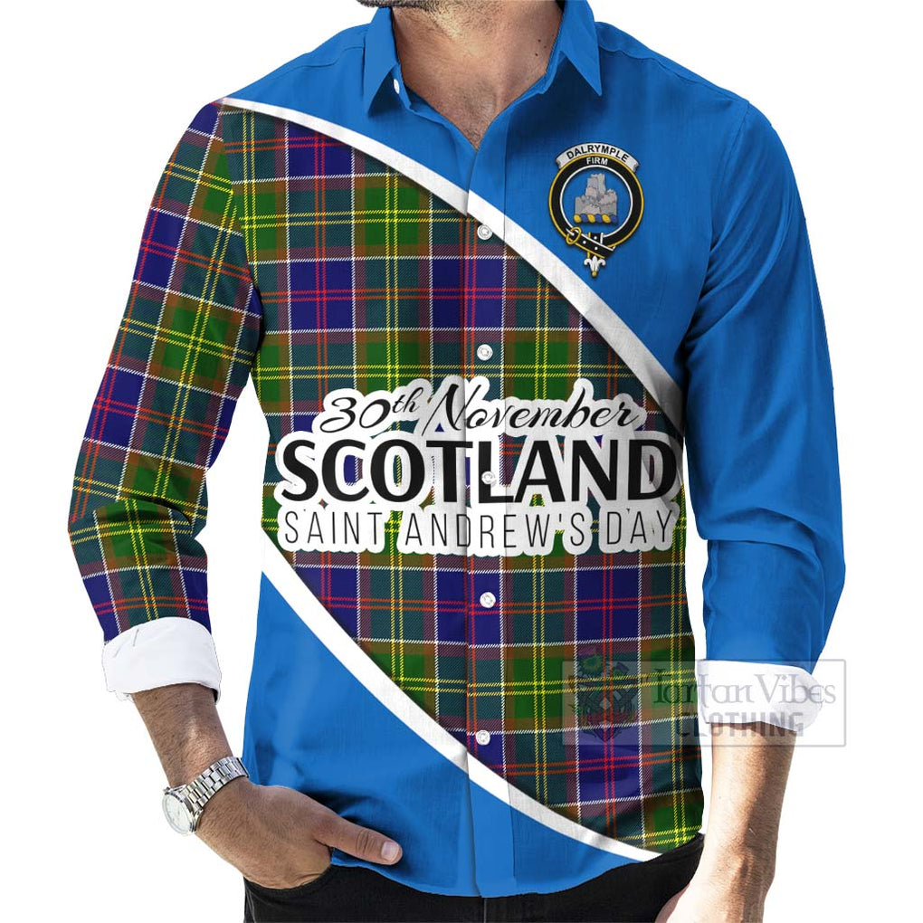 Tartan Vibes Clothing Dalrymple Family Crest Tartan Long Sleeve Button Shirt Celebrate Saint Andrew's Day in Style