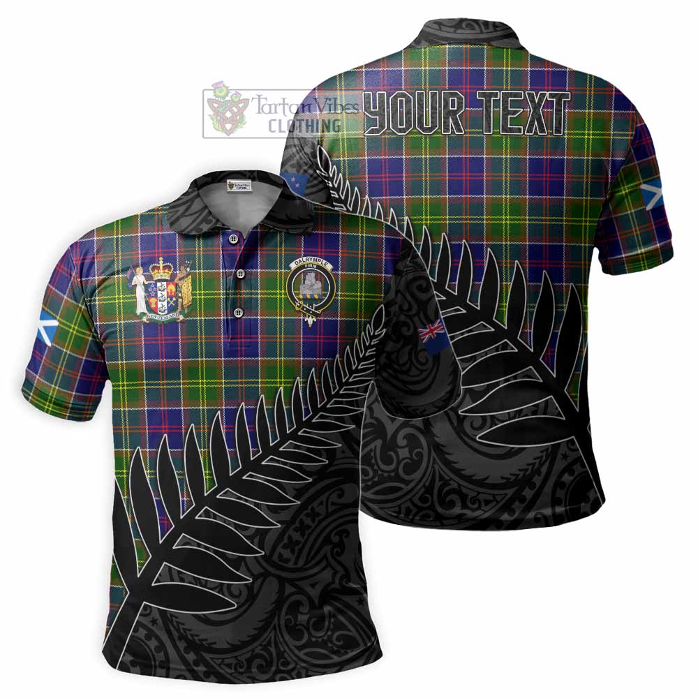 Dalrymple Crest Tartan Polo Shirt with New Zealand Silver Fern Half Style