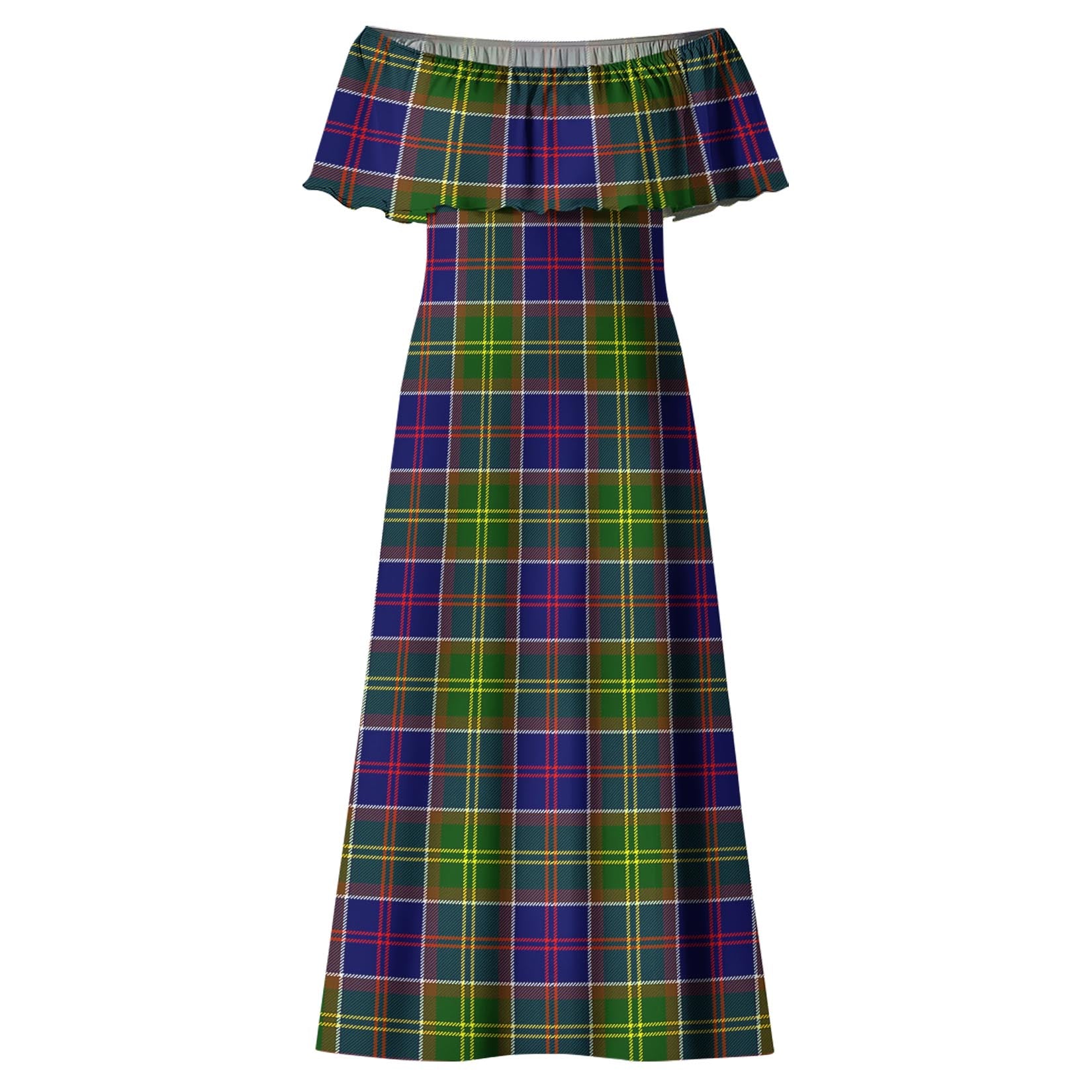 Dalrymple Tartan Off Shoulder Long Dress - Tartanvibesclothing