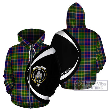 Dalrymple Tartan Hoodie with Family Crest Circle Style