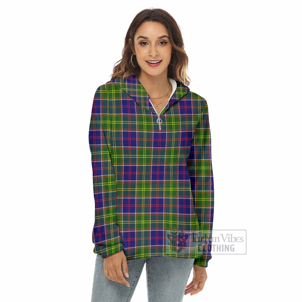 Dalrymple Tartan Women's Borg Fleece Hoodie with Half Zip - Tartan Vibes Clothing
