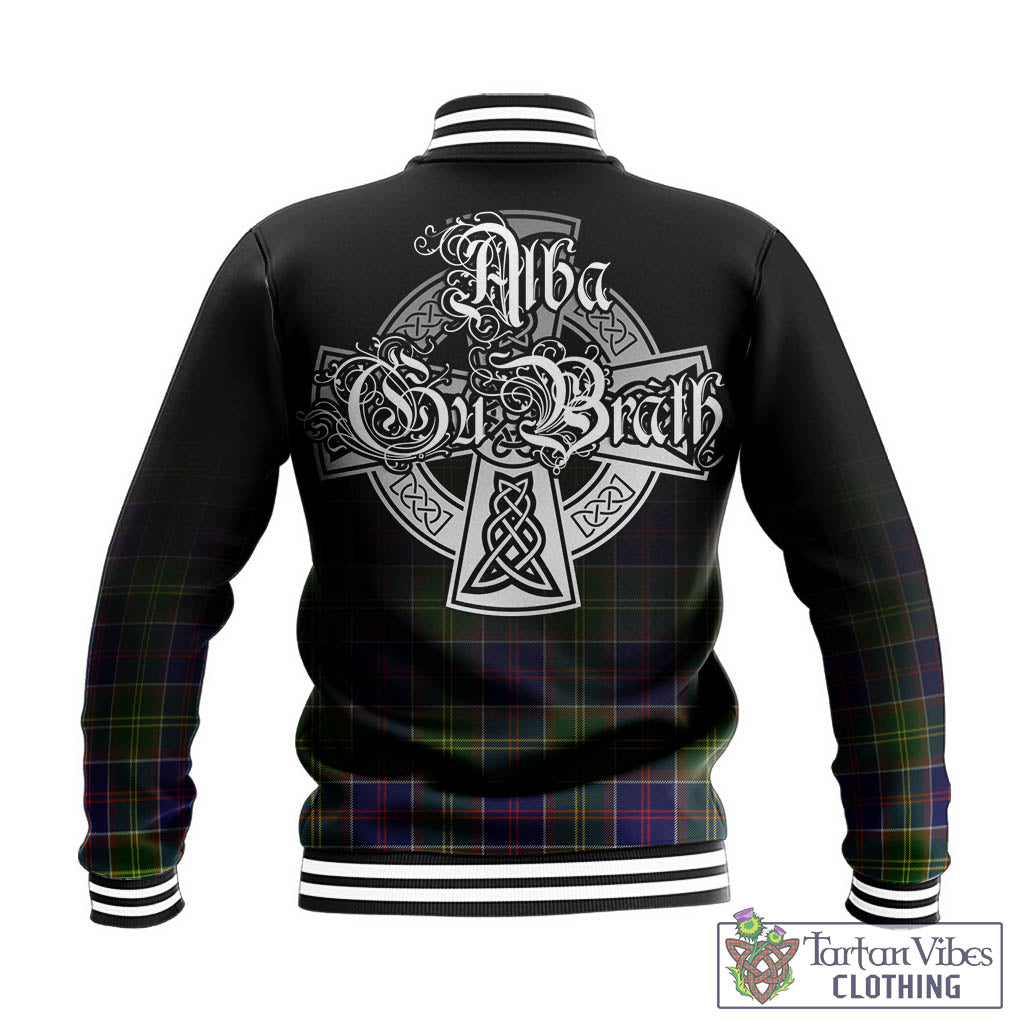 Tartan Vibes Clothing Dalrymple Tartan Baseball Jacket Featuring Alba Gu Brath Family Crest Celtic Inspired