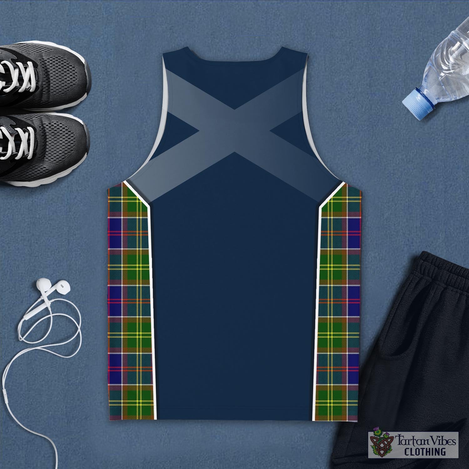 Tartan Vibes Clothing Dalrymple Tartan Men's Tanks Top with Family Crest and Scottish Thistle Vibes Sport Style