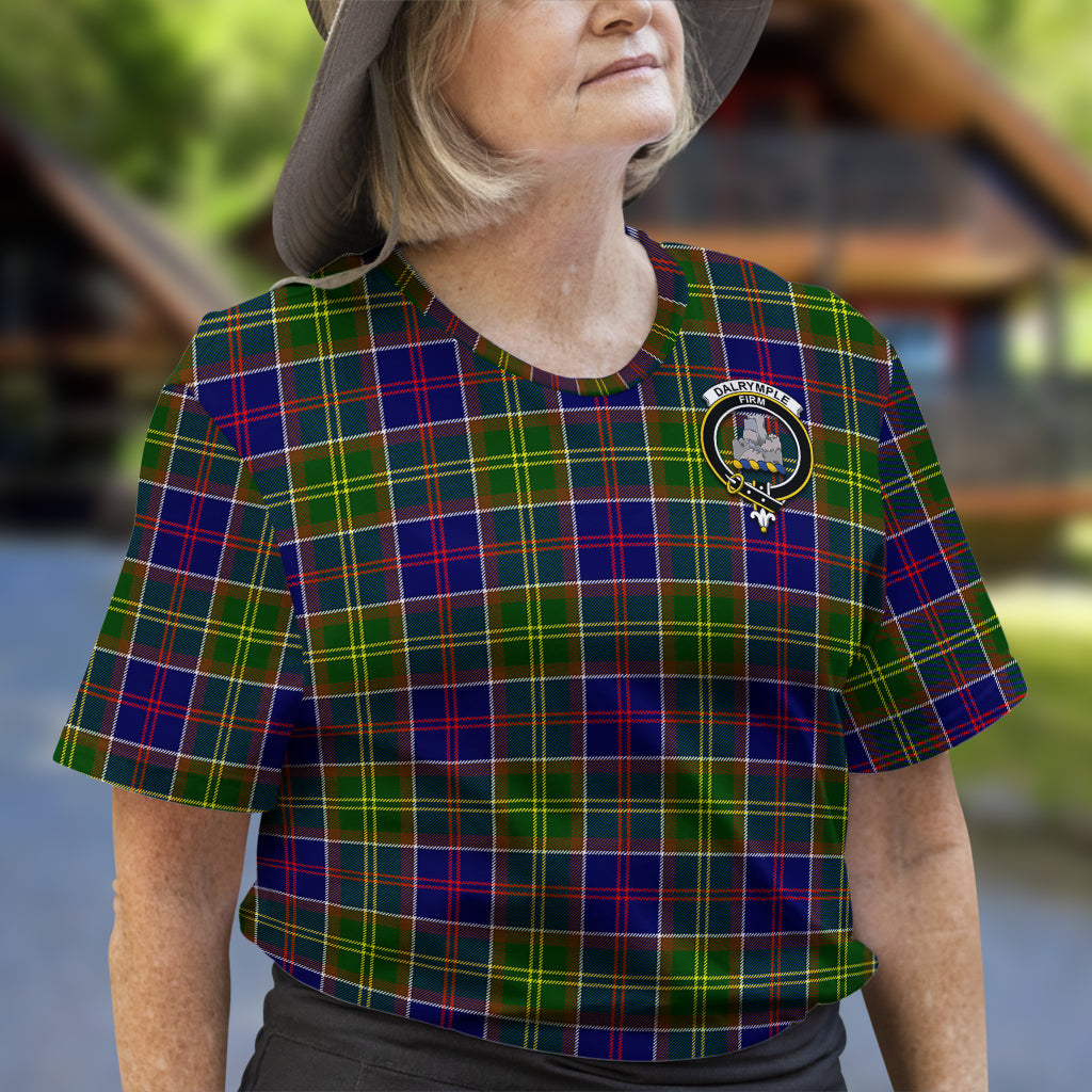 Dalrymple Tartan T-Shirt with Family Crest - Tartan Vibes Clothing