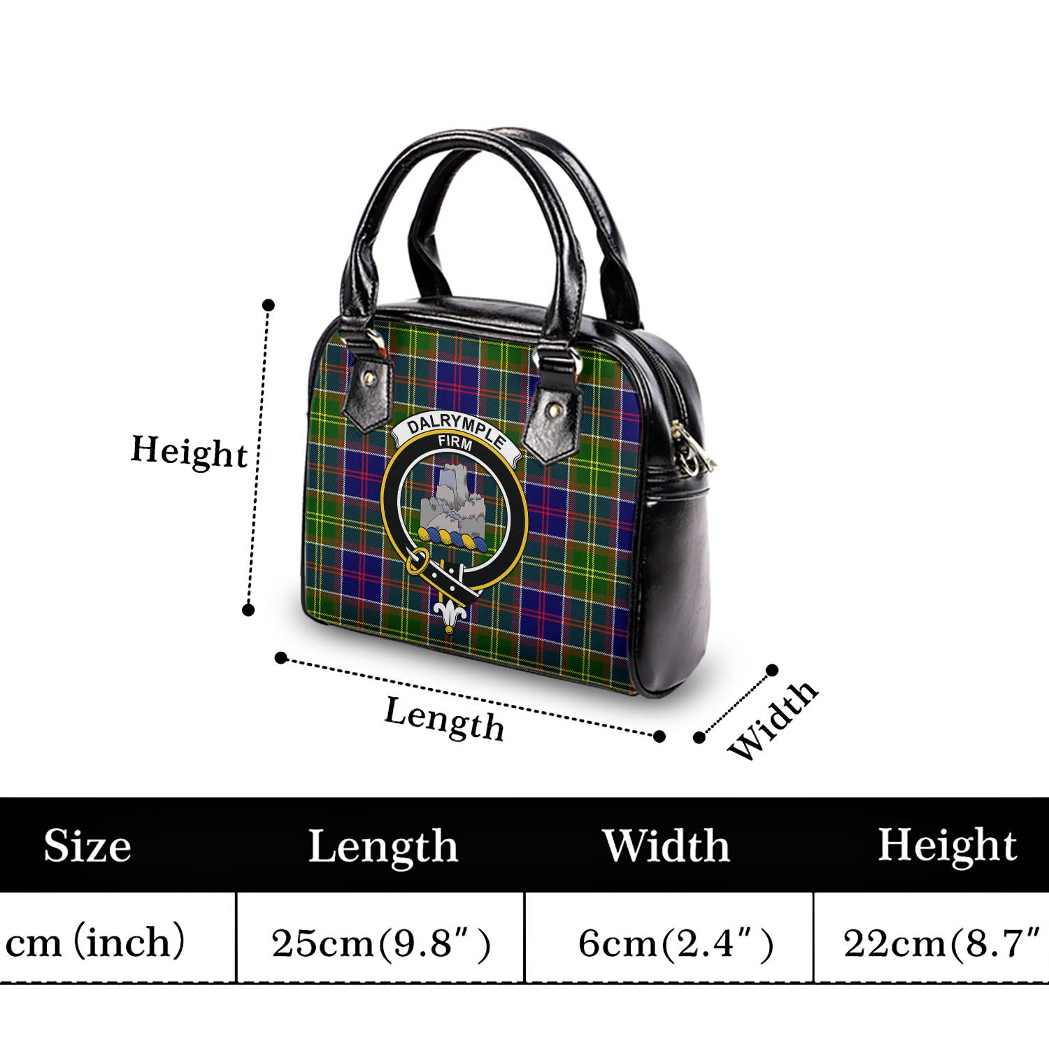 Dalrymple Tartan Shoulder Handbags with Family Crest - Tartanvibesclothing