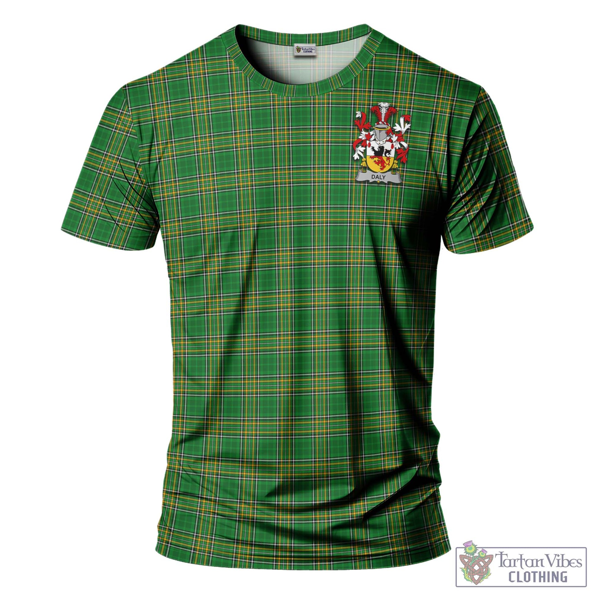 Daly Irish Clan Tartan T-Shirt with Family Seal - Tartan Vibes Clothing