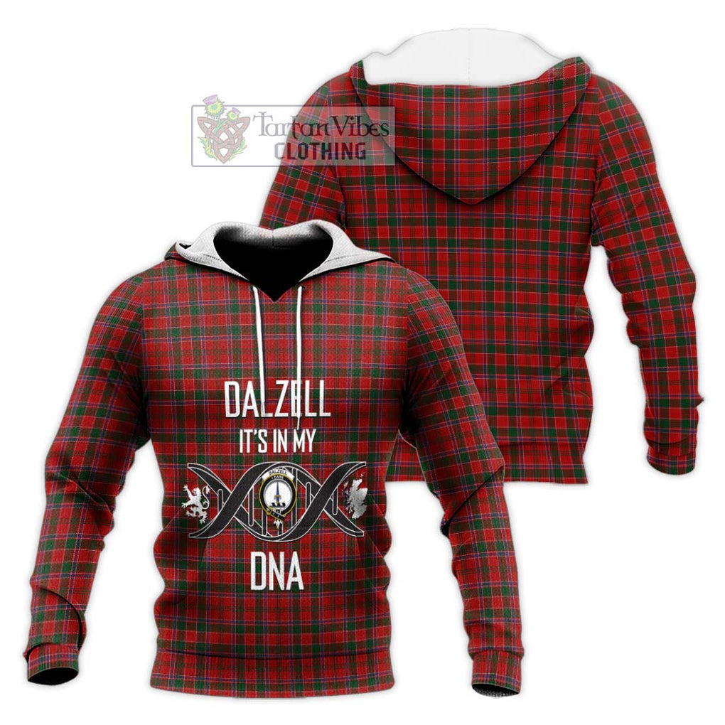 Dalzell (Dalziel) Tartan Knitted Hoodie with Family Crest DNA In Me Style Unisex Knitted Pullover Hoodie - Tartanvibesclothing Shop