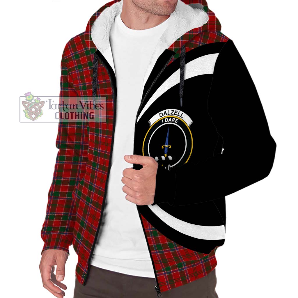 Dalzell (Dalziel) Tartan Sherpa Hoodie with Family Crest Circle Style Unisex S - Tartan Vibes Clothing