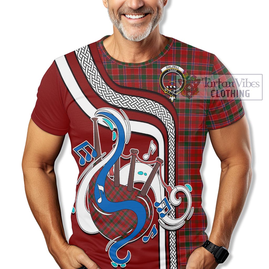 Tartan Vibes Clothing Dalzell Tartan T-Shirt with Epic Bagpipe Style