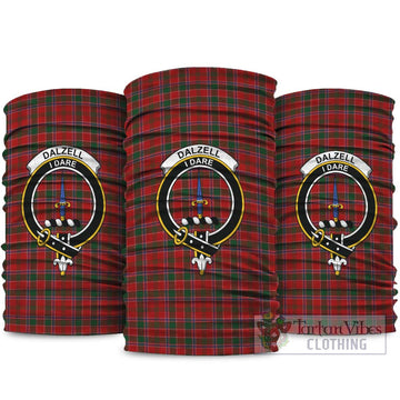 Dalzell (Dalziel) Tartan Neck Gaiters, Tartan Bandanas, Tartan Head Band with Family Crest