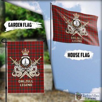 Dalzell Tartan Flag with Clan Crest and the Golden Sword of Courageous Legacy