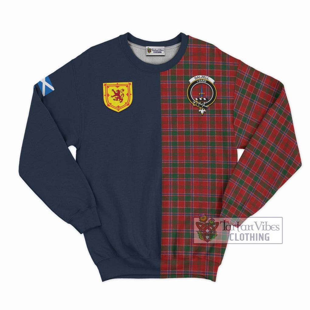 Tartan Vibes Clothing Dalzell Tartan Sweatshirt with Scottish Lion Royal Arm Half Style