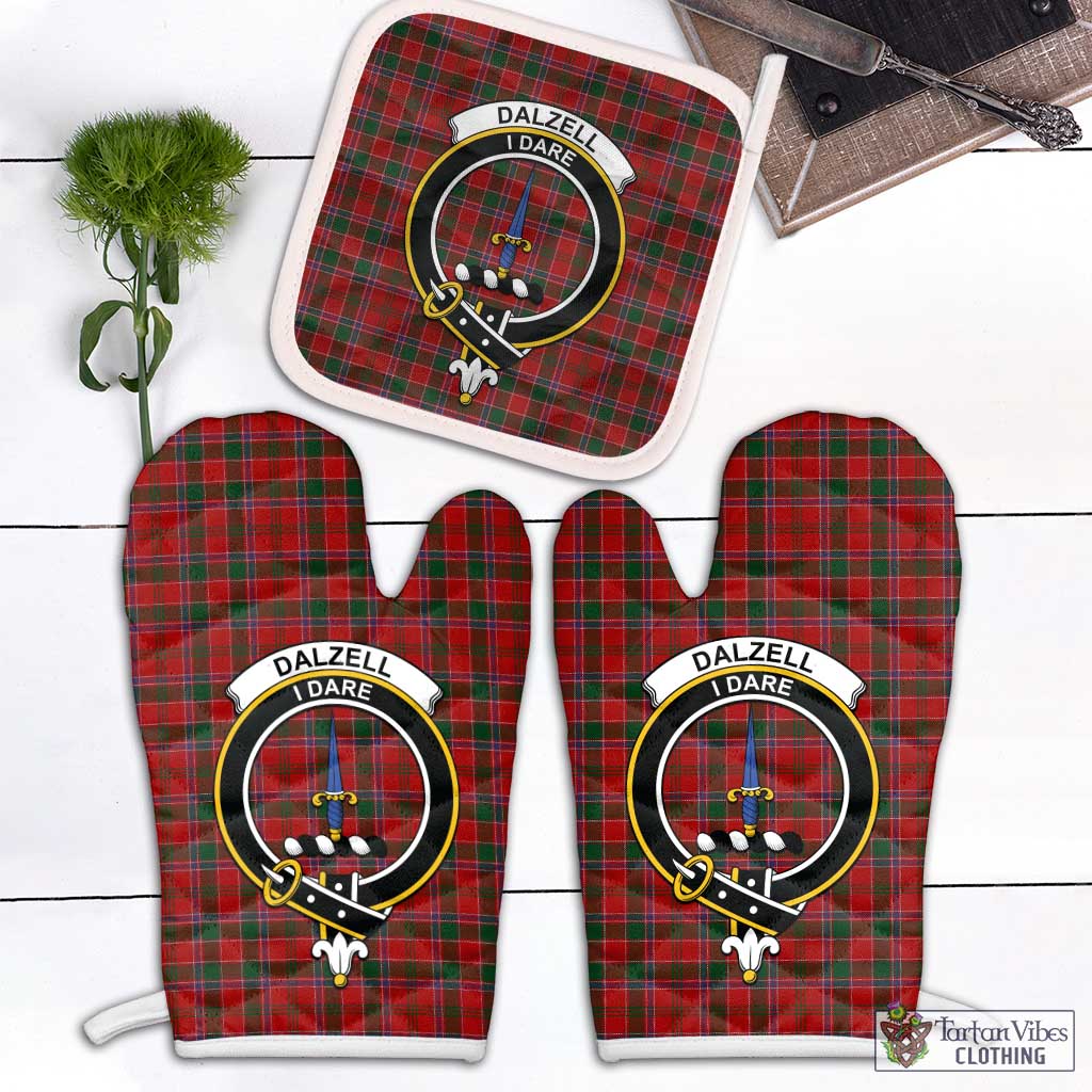 Tartan Vibes Clothing Dalzell Tartan Combo Oven Mitt & Pot-Holder with Family Crest