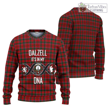 Dalzell (Dalziel) Tartan Knitted Sweater with Family Crest DNA In Me Style