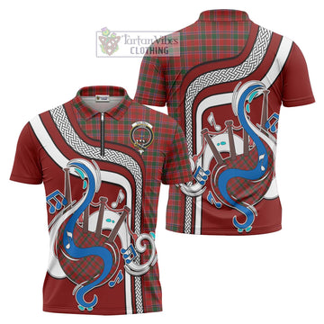 Dalzell (Dalziel) Tartan Zipper Polo Shirt with Epic Bagpipe Style