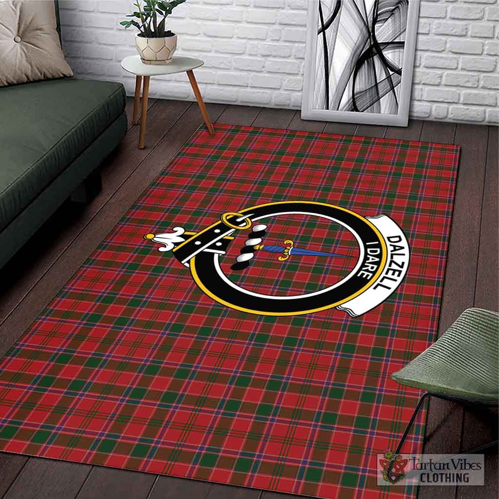 Tartan Vibes Clothing Dalzell Tartan Area Rug with Family Crest