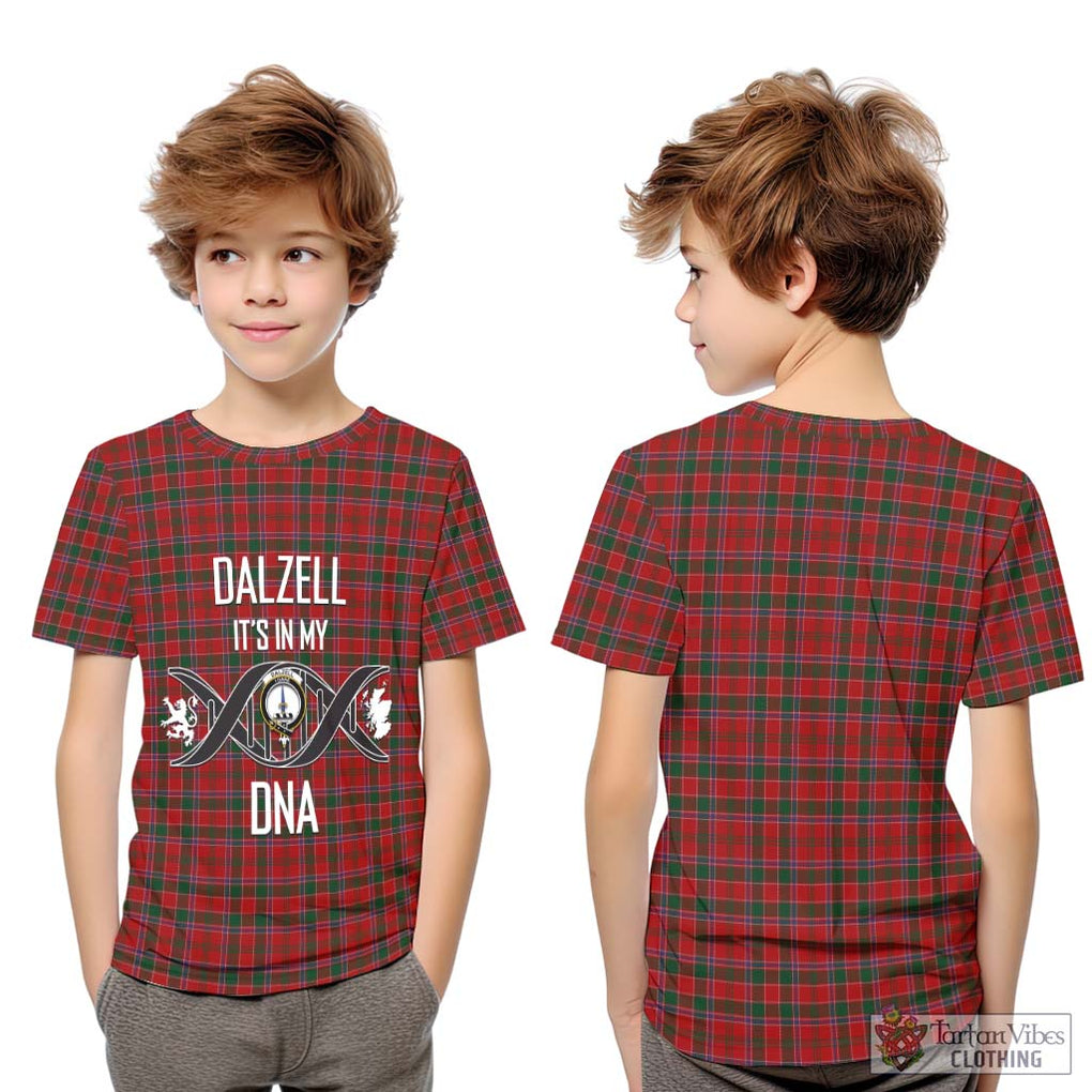 Dalzell (Dalziel) Tartan Kid T-Shirt with Family Crest DNA In Me Style Youth XL Size14 - Tartanvibesclothing Shop