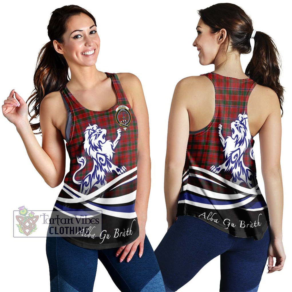 Dalzell (Dalziel) Tartan Women's Racerback Tanks with Alba Gu Brath Regal Lion Emblem 4XL - Tartanvibesclothing Shop