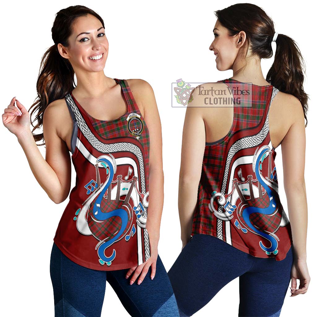 Tartan Vibes Clothing Dalzell Tartan Women's Racerback Tanks with Epic Bagpipe Style