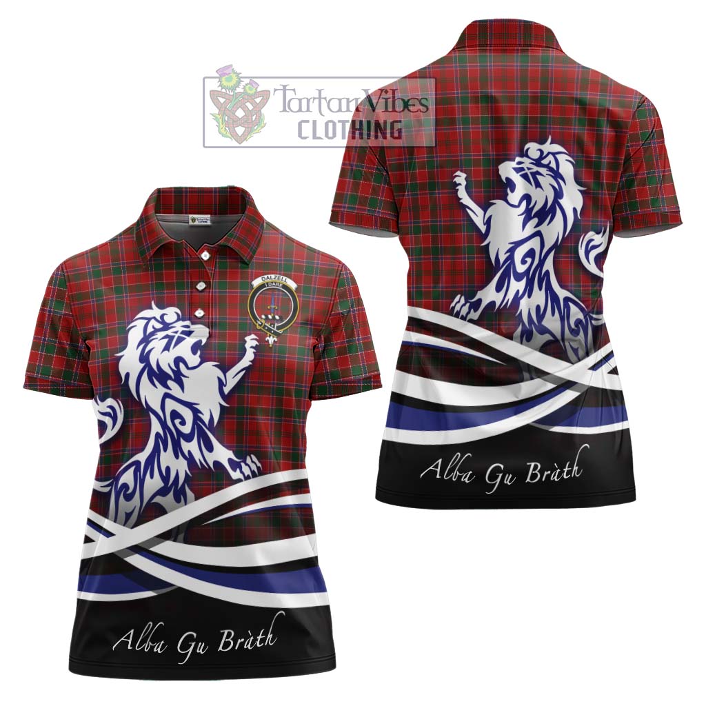 Tartan Vibes Clothing Dalzell Tartan Women's Polo Shirt with Alba Gu Brath Regal Lion Emblem