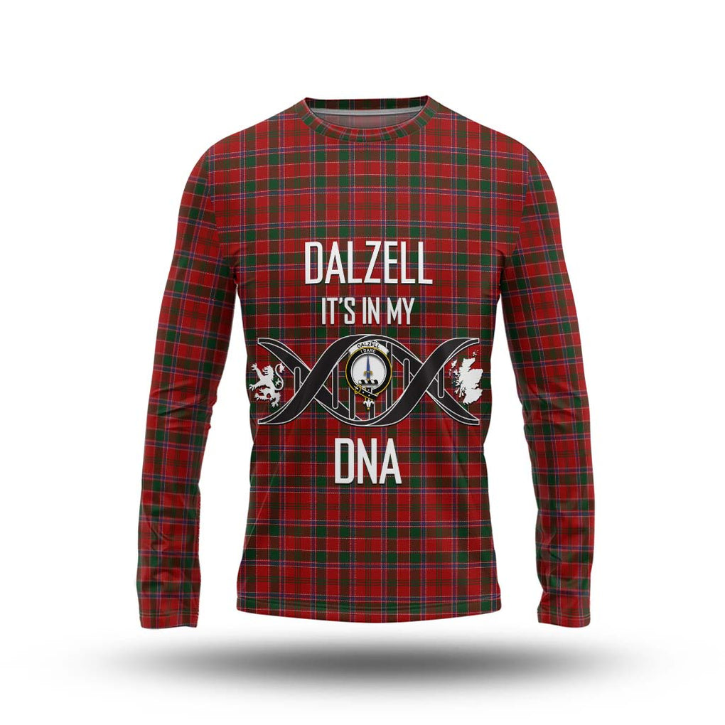 Dalzell (Dalziel) Tartan Long Sleeve T-Shirt with Family Crest DNA In Me Style Unisex - Tartanvibesclothing Shop