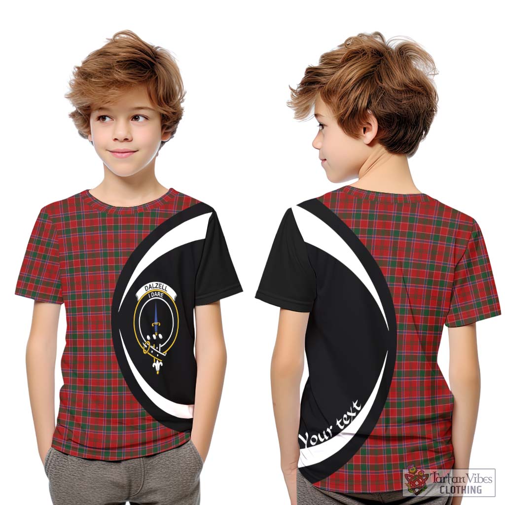 Tartan Vibes Clothing Dalzell Tartan Kid T-Shirt with Family Crest Circle Style