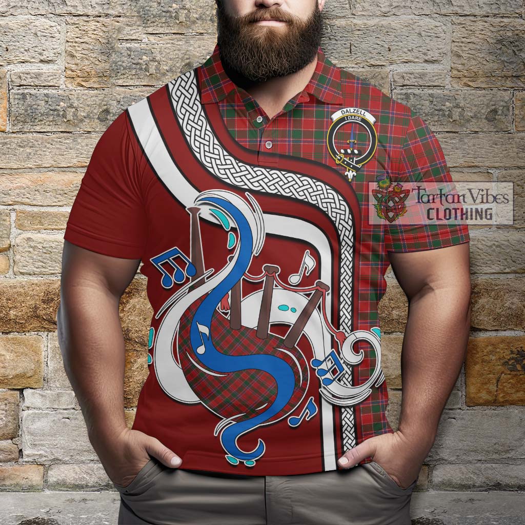 Tartan Vibes Clothing Dalzell Tartan Polo Shirt with Epic Bagpipe Style