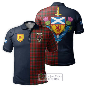 Dalzell (Dalziel) Tartan Polo Shirt with Scottish Lion Royal Arm Half Style