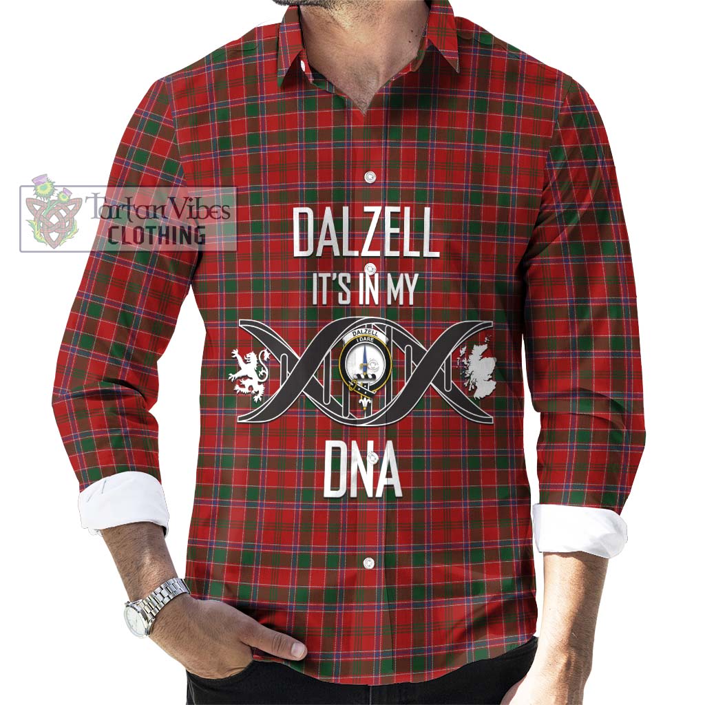 Tartan Vibes Clothing Dalzell Tartan Long Sleeve Button Shirt with Family Crest DNA In Me Style