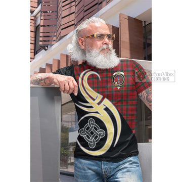 Dalzell (Dalziel) Tartan Cotton T-shirt with Family Crest and Celtic Symbol Style