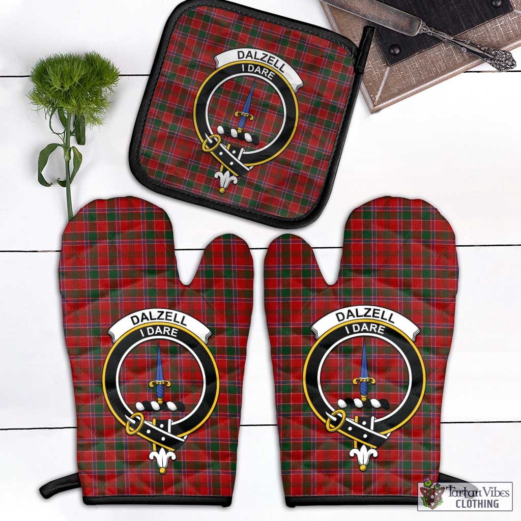 Tartan Vibes Clothing Dalzell Tartan Combo Oven Mitt & Pot-Holder with Family Crest