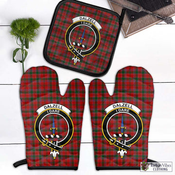 Dalzell (Dalziel) Tartan Combo Oven Mitt & Pot-Holder with Family Crest