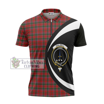 Dalzell (Dalziel) Tartan Zipper Polo Shirt with Family Crest Circle Style