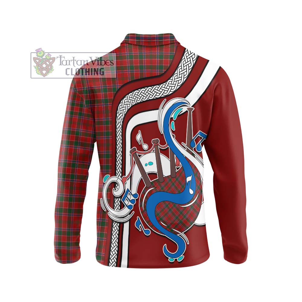 Tartan Vibes Clothing Dalzell Tartan Long Sleeve Polo Shirt with Epic Bagpipe Style