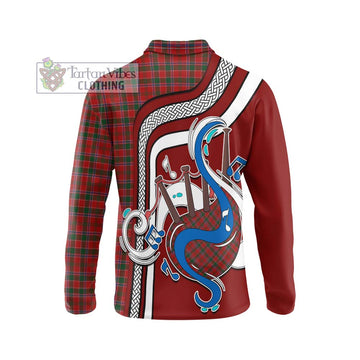 Dalzell (Dalziel) Tartan Long Sleeve Polo Shirt with Epic Bagpipe Style