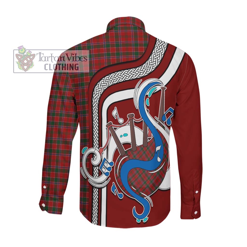 Tartan Vibes Clothing Dalzell Tartan Long Sleeve Button Shirt with Epic Bagpipe Style