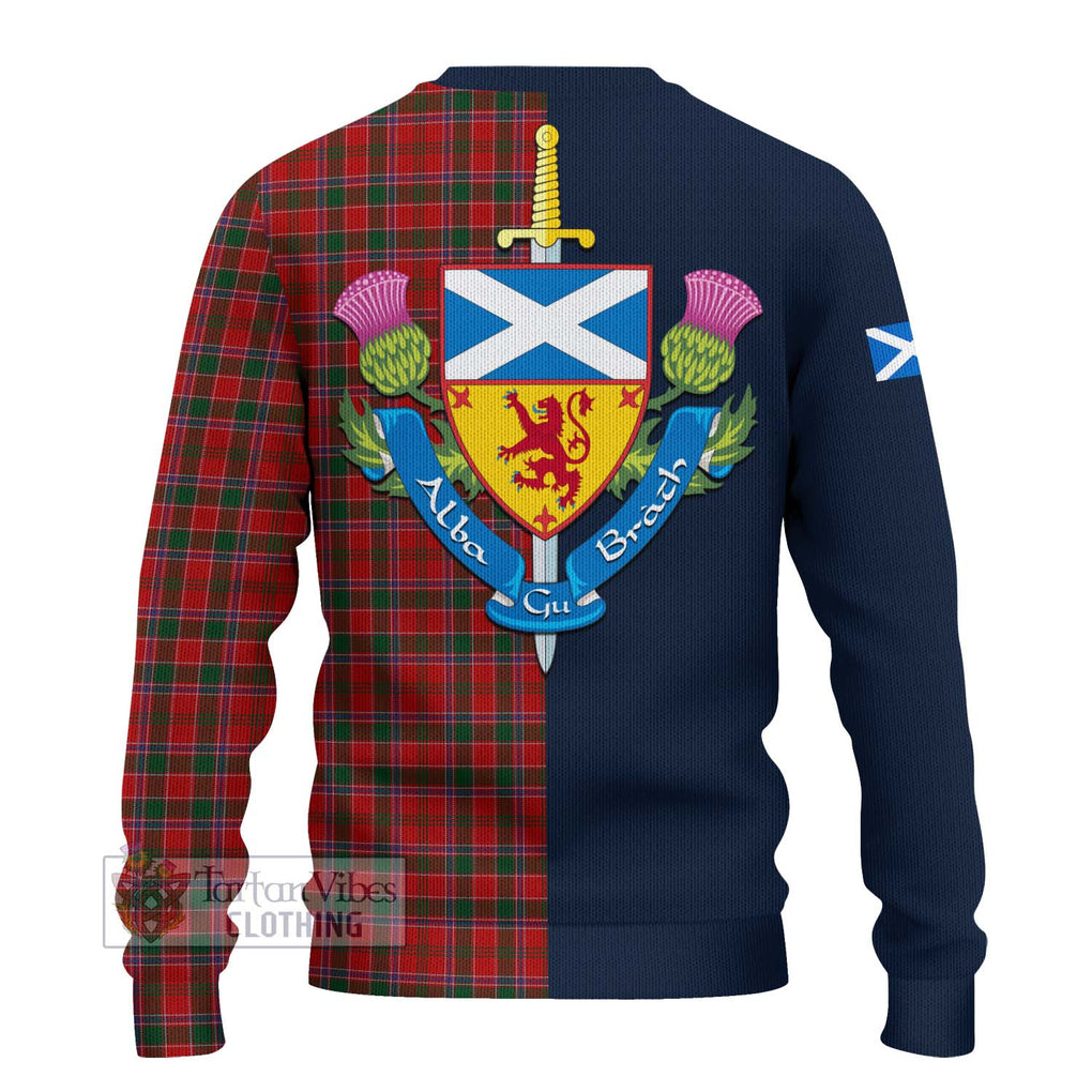 Tartan Vibes Clothing Dalzell Tartan Knitted Sweater with Scottish Lion Royal Arm Half Style