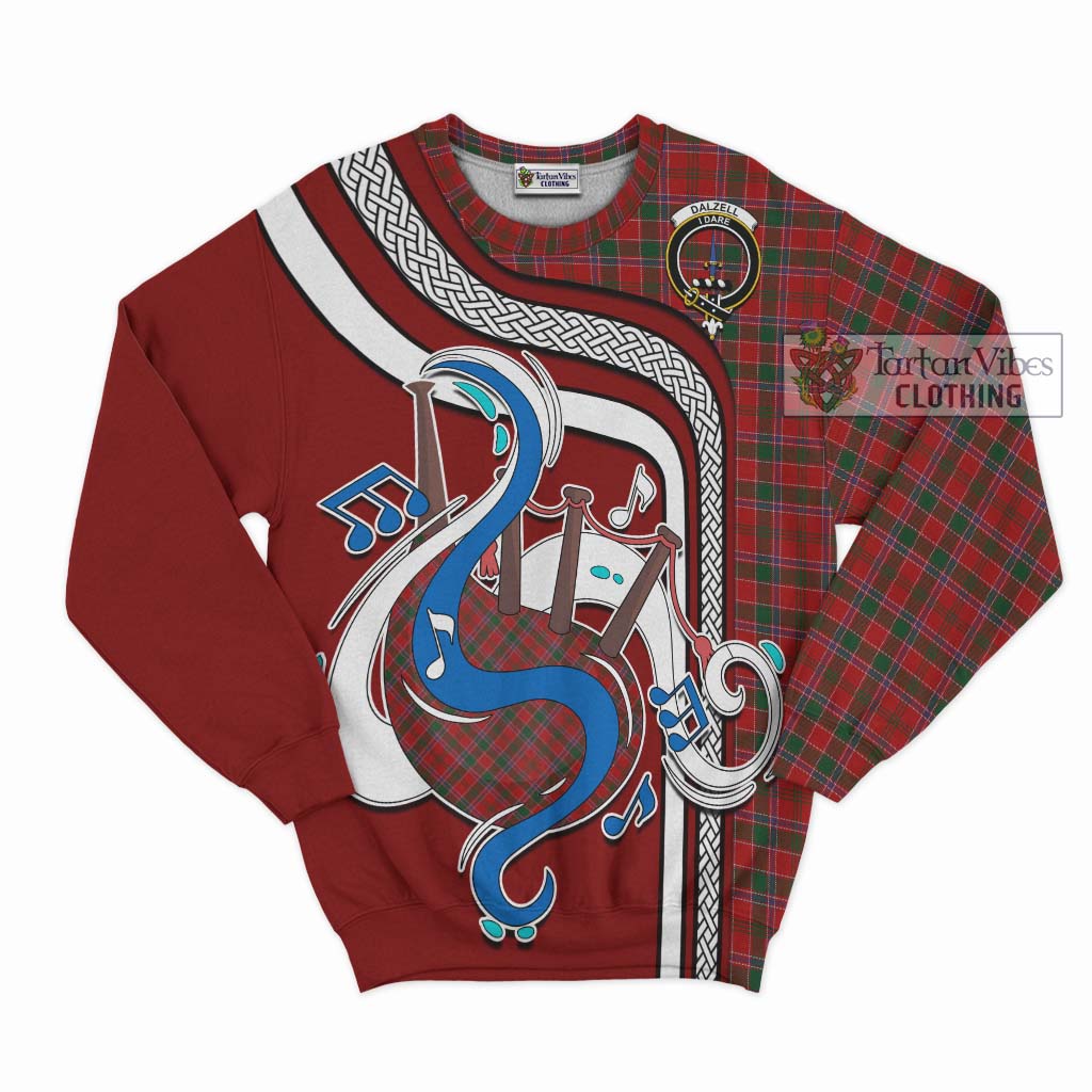 Tartan Vibes Clothing Dalzell Tartan Sweatshirt with Epic Bagpipe Style