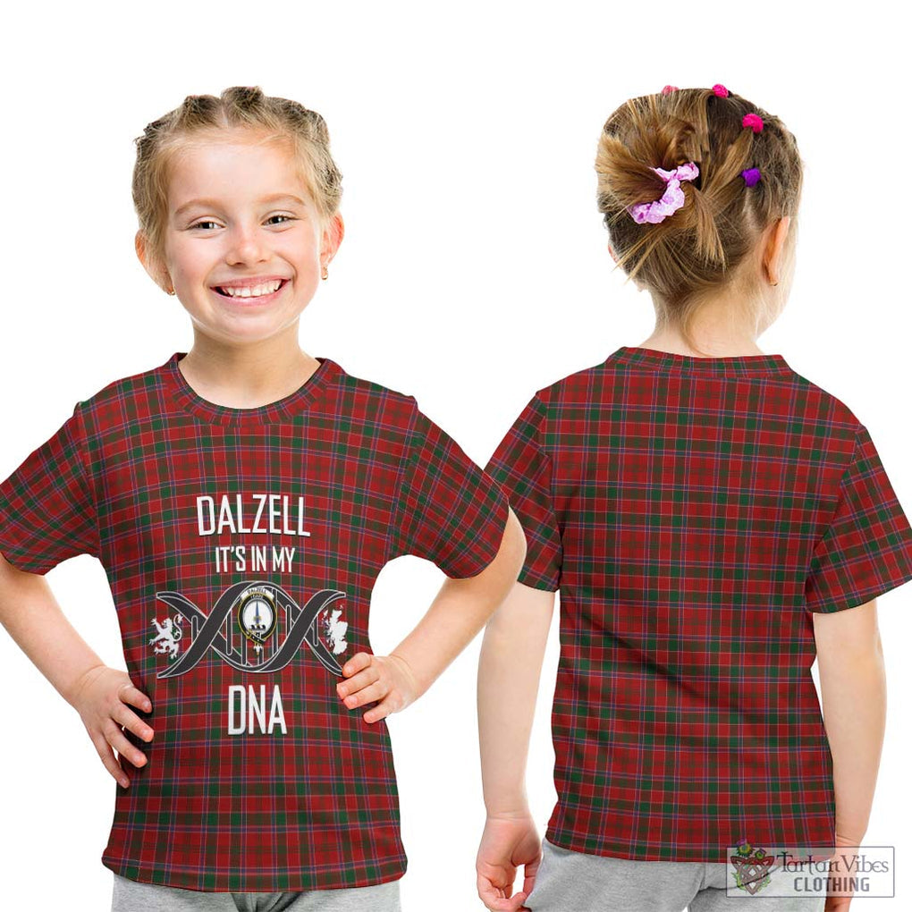 Dalzell (Dalziel) Tartan Kid T-Shirt with Family Crest DNA In Me Style - Tartanvibesclothing Shop