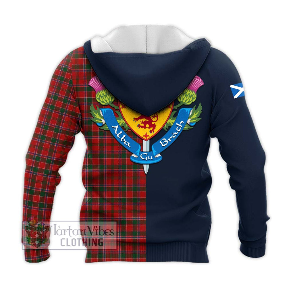 Tartan Vibes Clothing Dalzell Tartan Knitted Hoodie with Scottish Lion Royal Arm Half Style