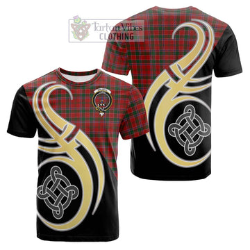 Dalzell (Dalziel) Tartan Cotton T-shirt with Family Crest and Celtic Symbol Style