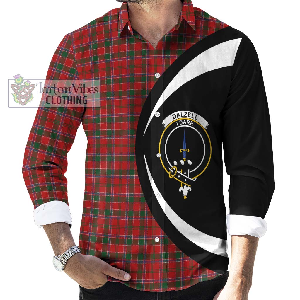 Tartan Vibes Clothing Dalzell Tartan Long Sleeve Button Up with Family Crest Circle Style