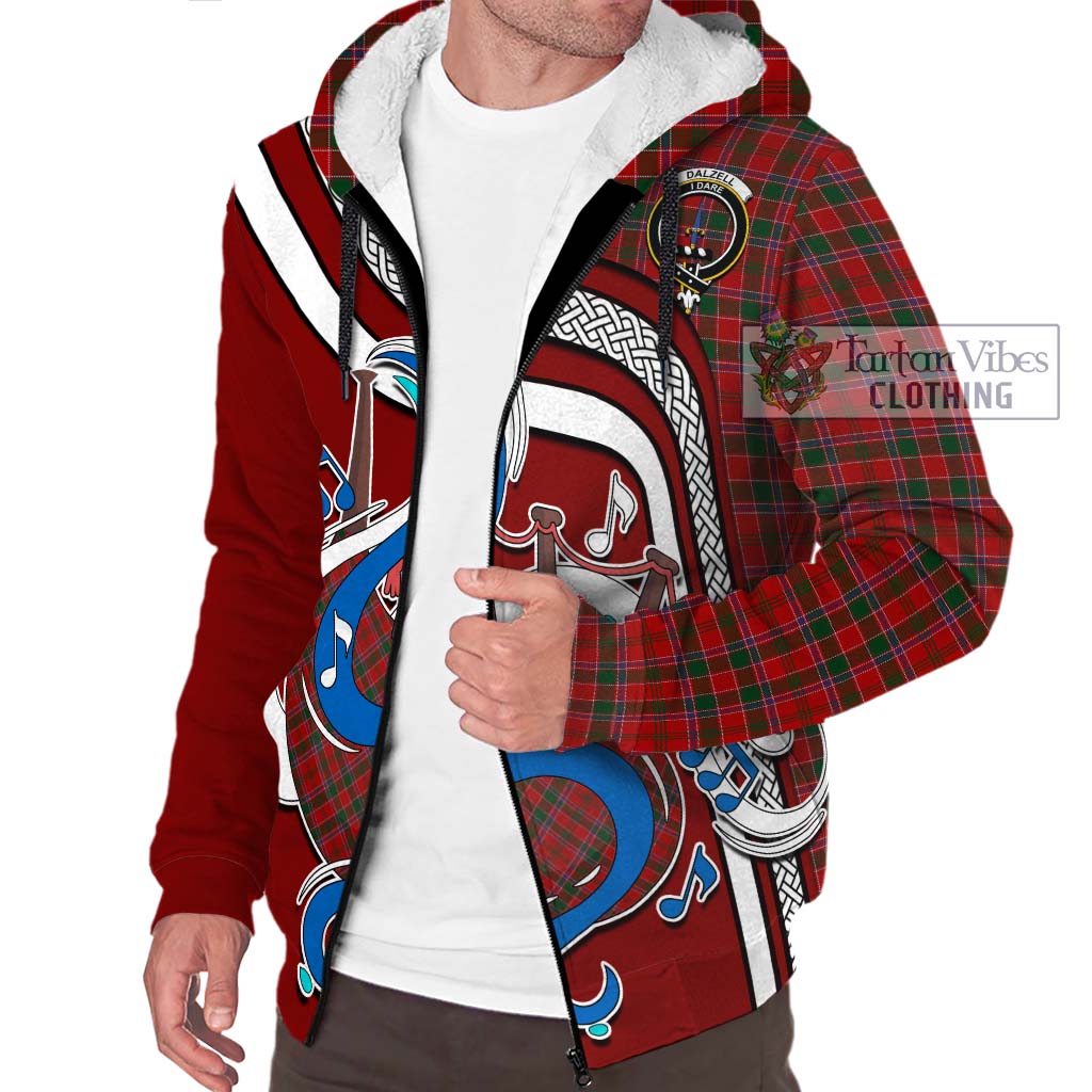 Tartan Vibes Clothing Dalzell Tartan Sherpa Hoodie with Epic Bagpipe Style