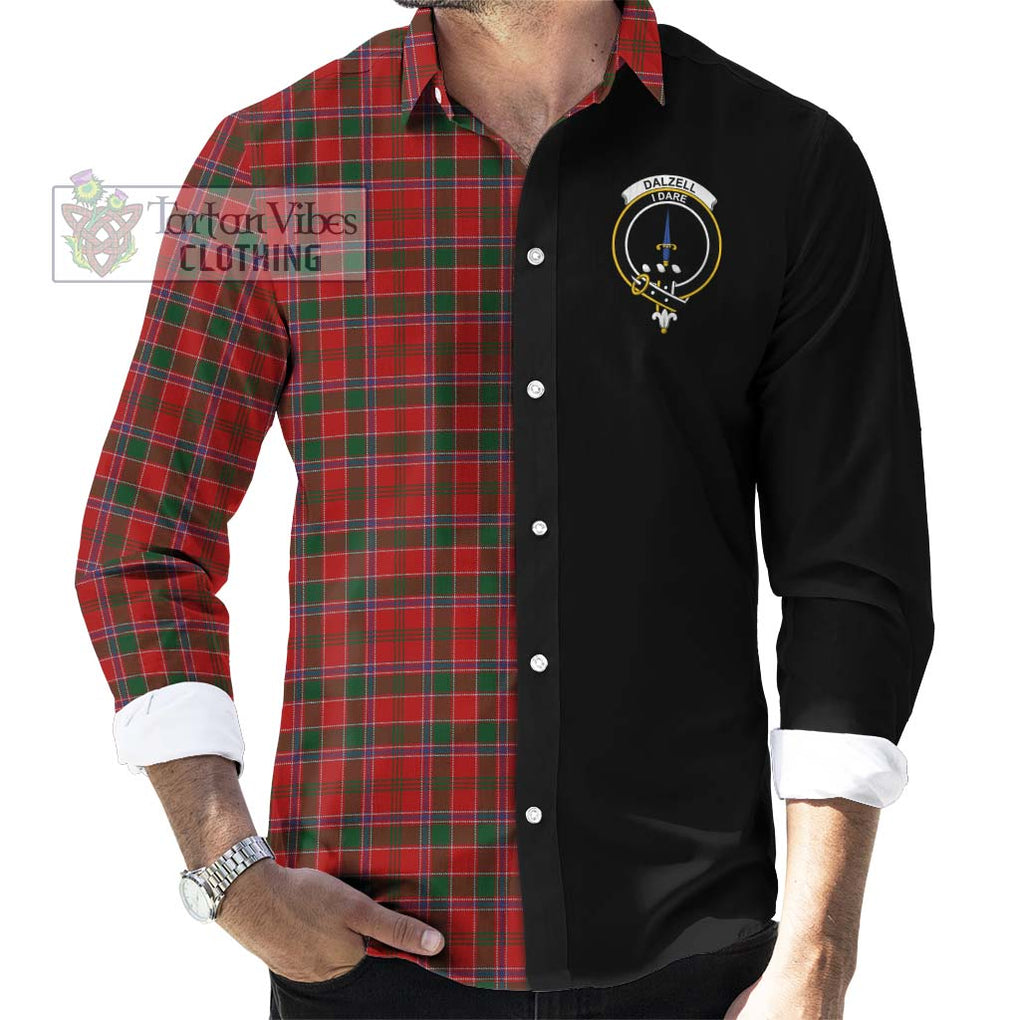 Dalzell (Dalziel) Tartan Long Sleeve Button Shirt with Family Crest and Half Of Me Style - Tartanvibesclothing Shop