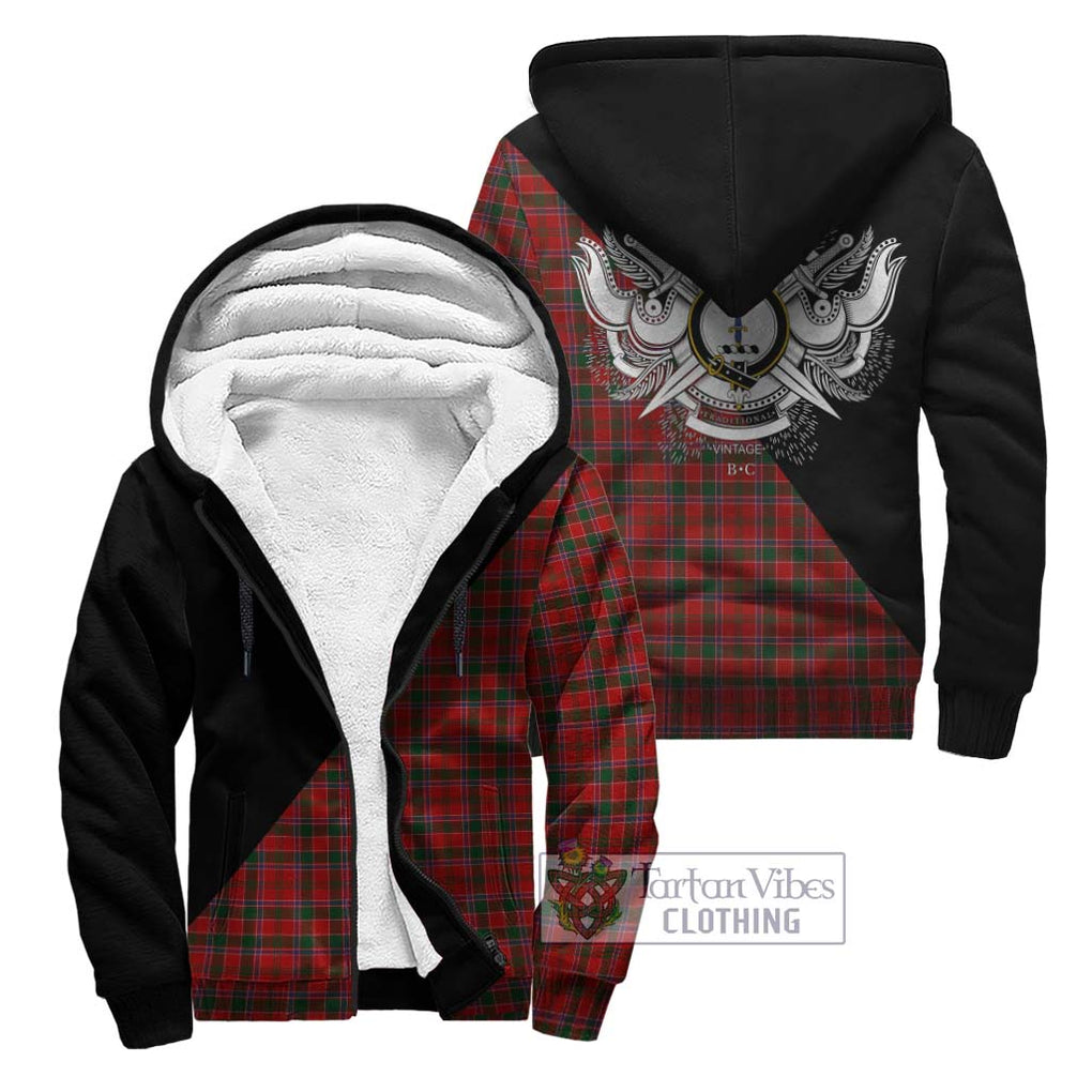 Dalzell (Dalziel) Tartan Sherpa Hoodie with Family Crest and Military Logo Style Unisex - Tartanvibesclothing Shop