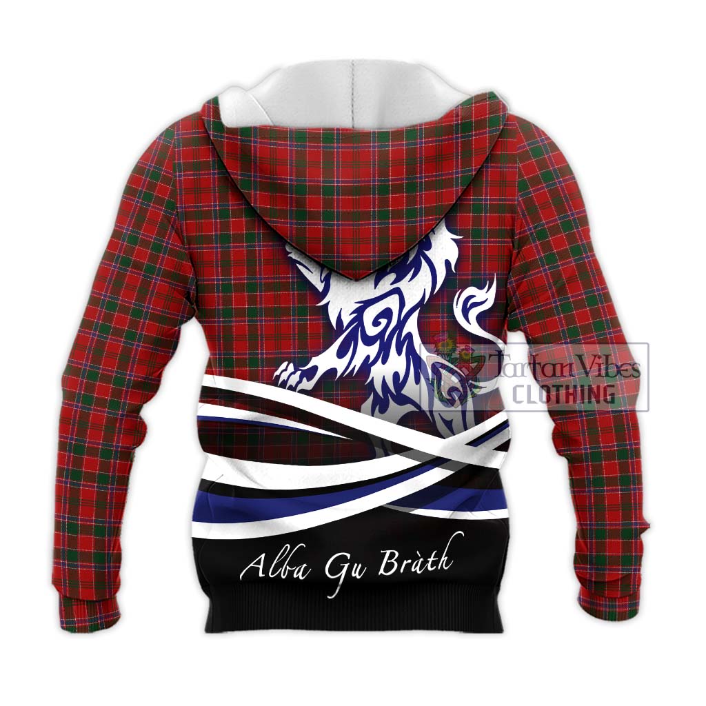 Tartan Vibes Clothing Dalzell Tartan Knitted Hoodie with Alba Gu Brath Regal Lion Emblem