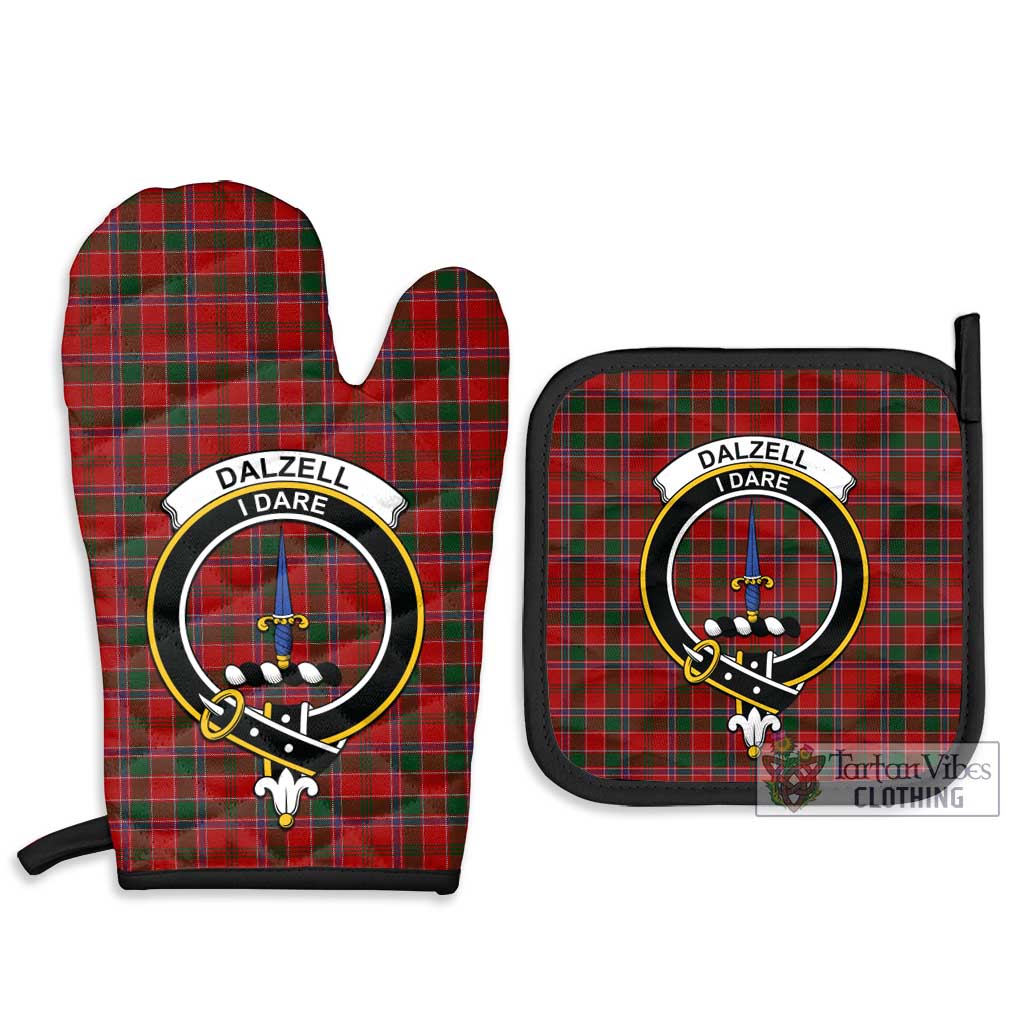 Tartan Vibes Clothing Dalzell Tartan Combo Oven Mitt & Pot-Holder with Family Crest